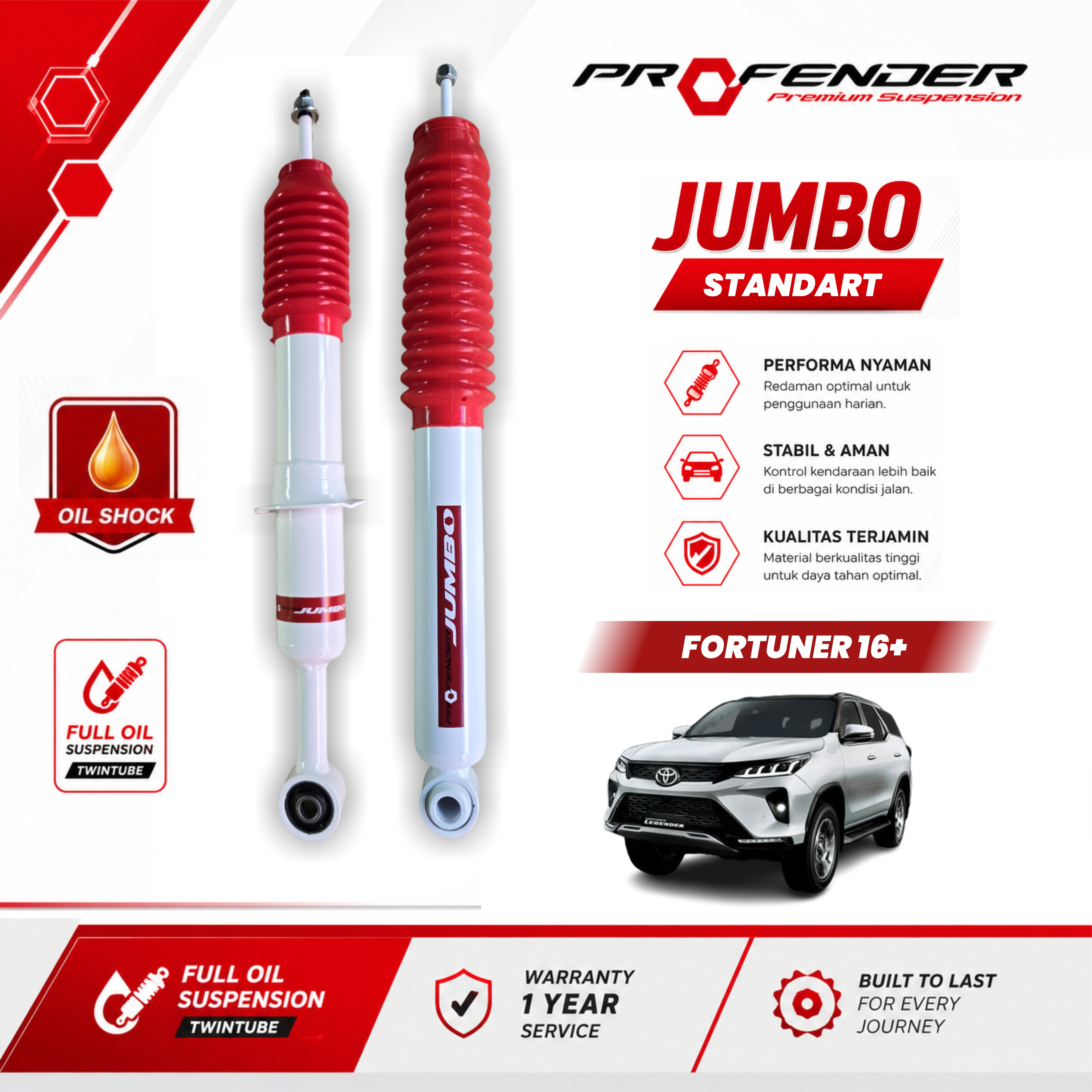 PROFENDER JUMBO OIL SHOCK TOYOTA FORTUNER 16+