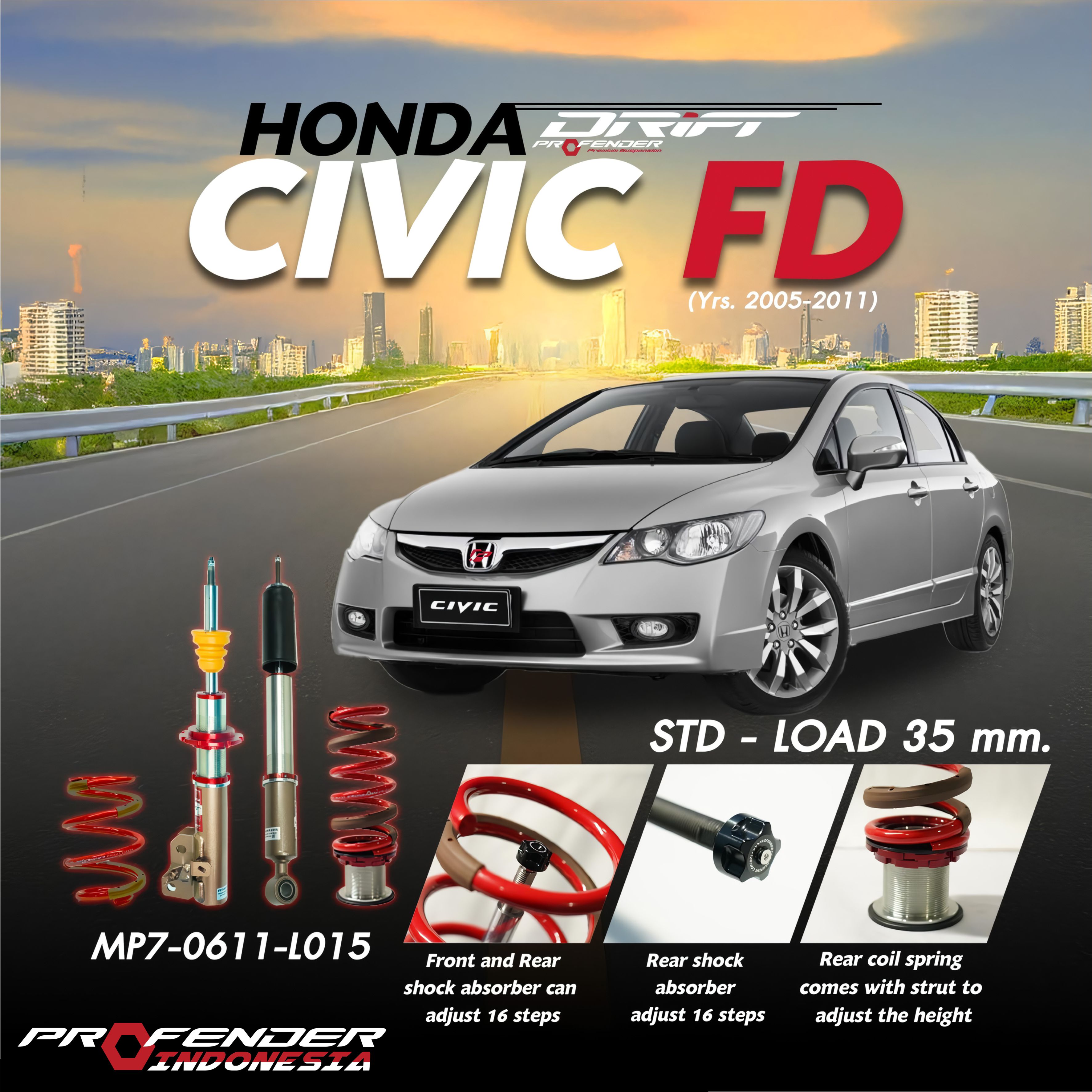 PROFENDER COILOVER DRIFT SERIES HONDA CIVIC FD 08+