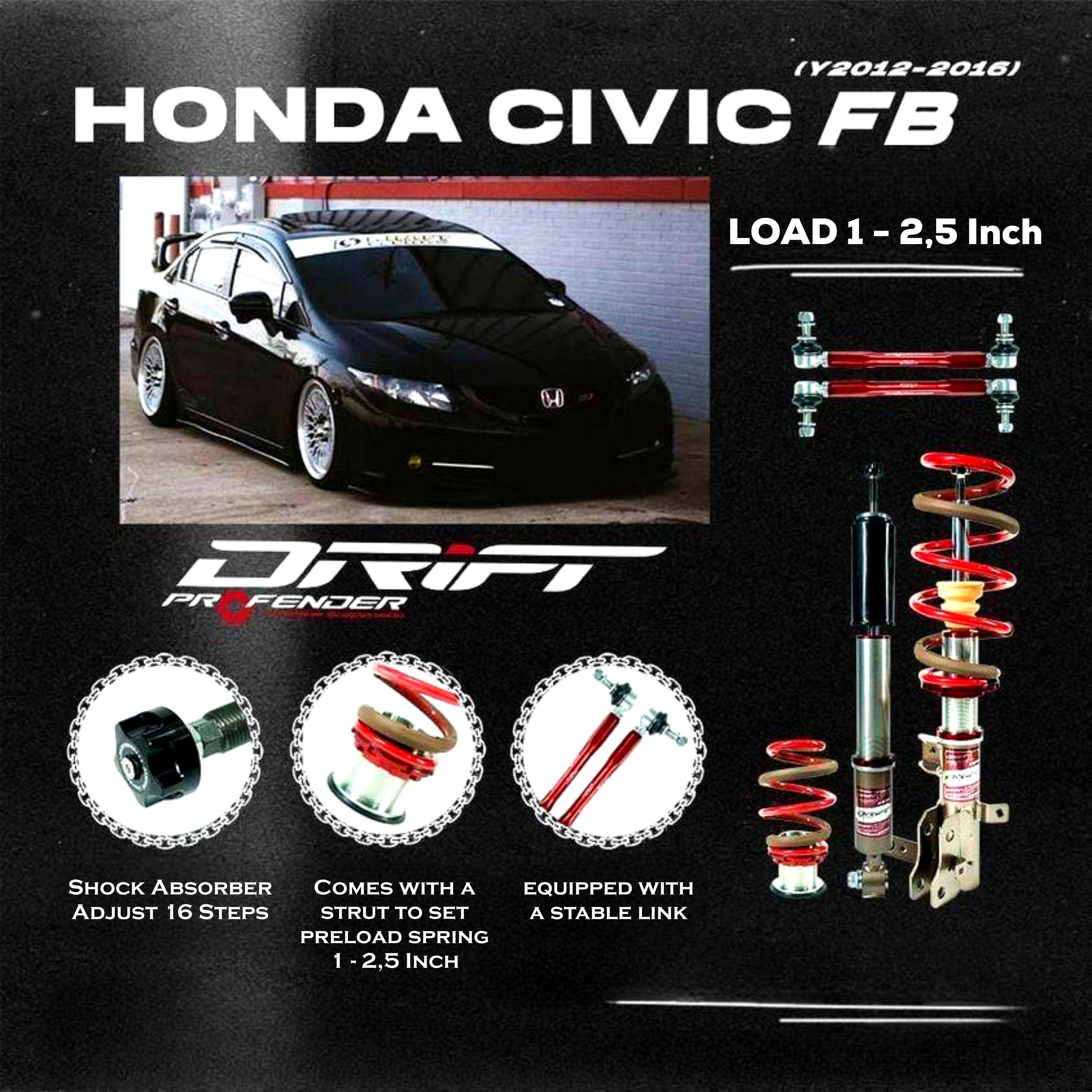 PROFENDER COILOVER DRIFT SERIES HONDA CIVIC FB 12+