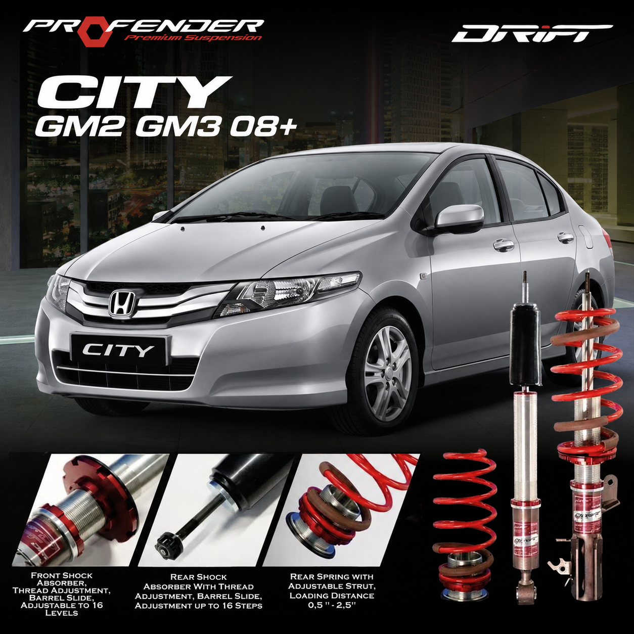 PROFENDER COILOVER DRIFT SERIES HONDA CITY GM2 GM3 08+