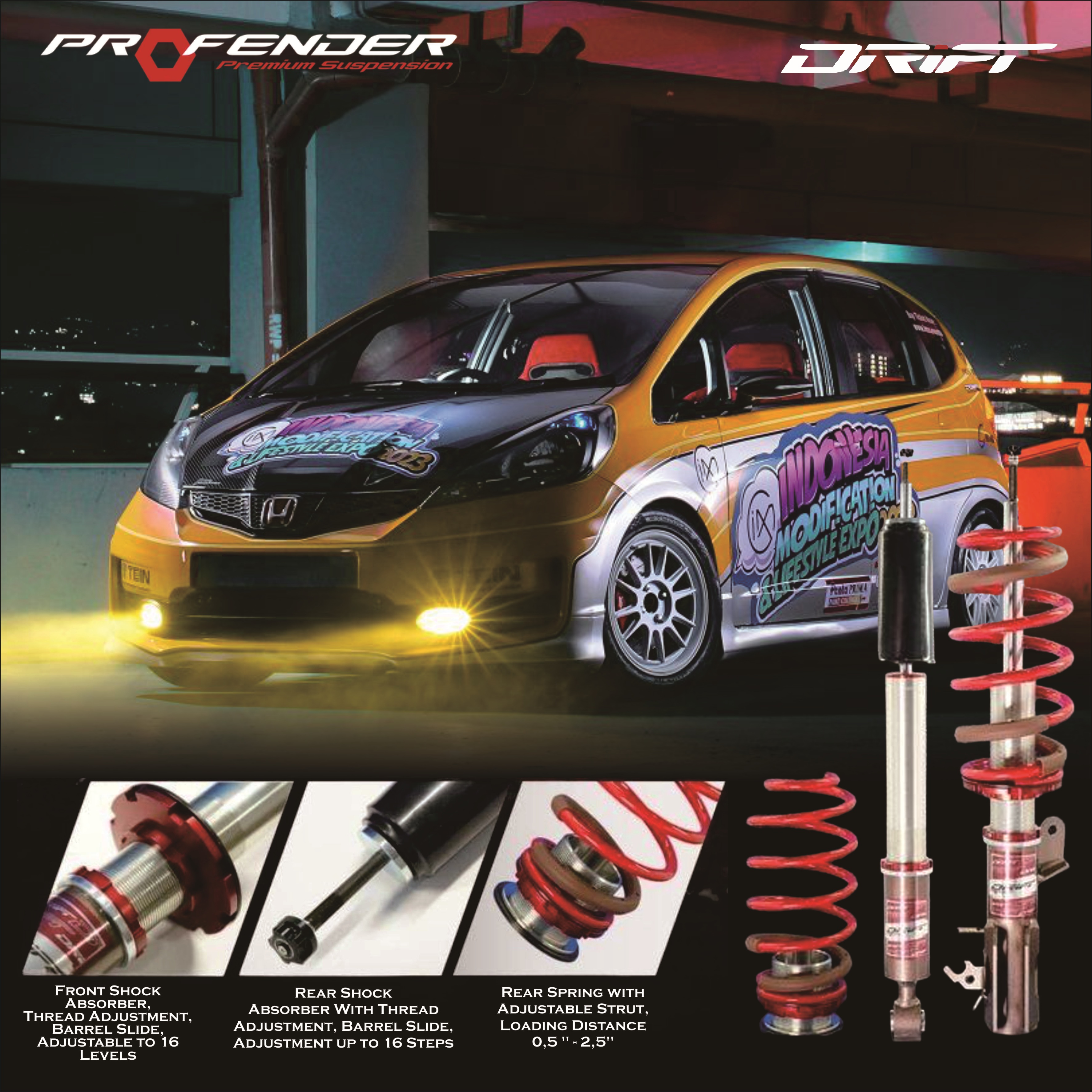 PROFENDER COILOVER DRIFT SERIES HONDA JAZZ GE 08+