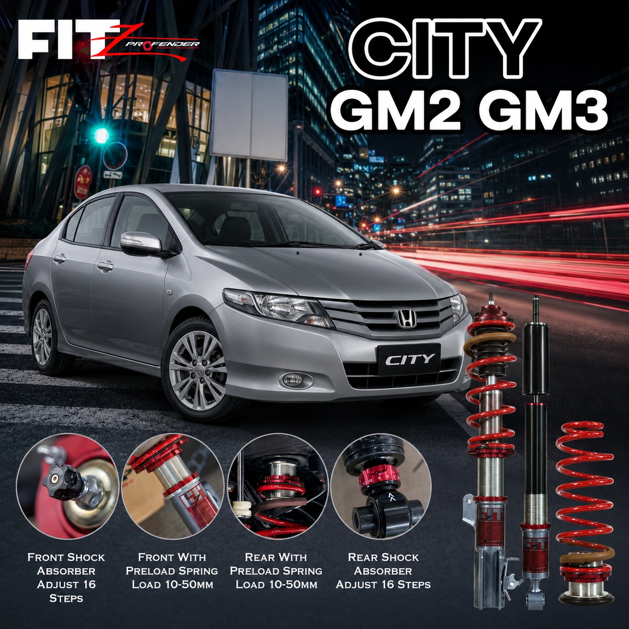 PROFENDER COILOVER FITZ SERIES HONDA CITY GM2 GM3 08+
