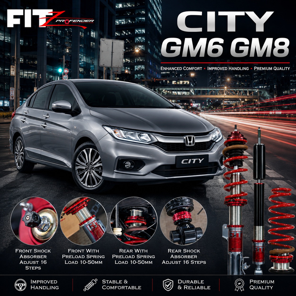 PROFENDER COILOVER FITZ SERIES HONDA CITY GM6 GM8 14+