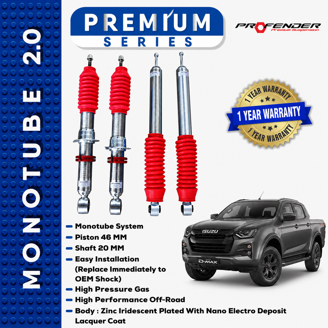 PROFENDER PREMIUM SERIES Monotube 2.0 ISUZU DMAX 20+