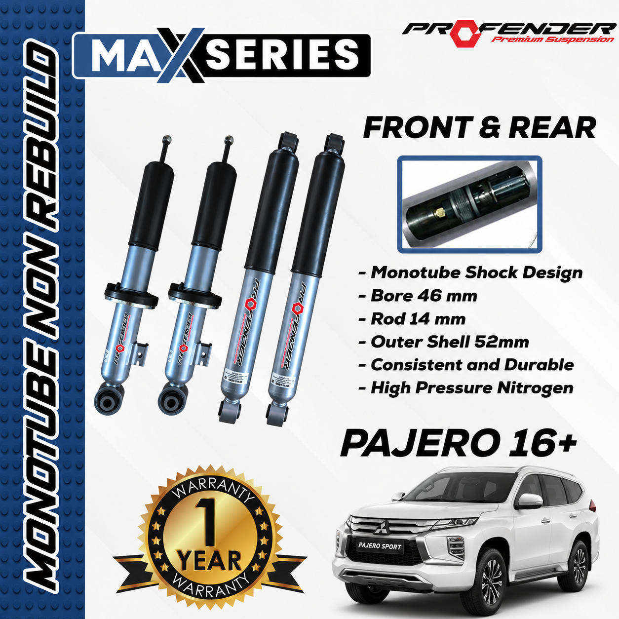 PROFENDER MAX SERIES Monotube (non rebuildable) MISTUBISHI PAJERO SPORT 16+