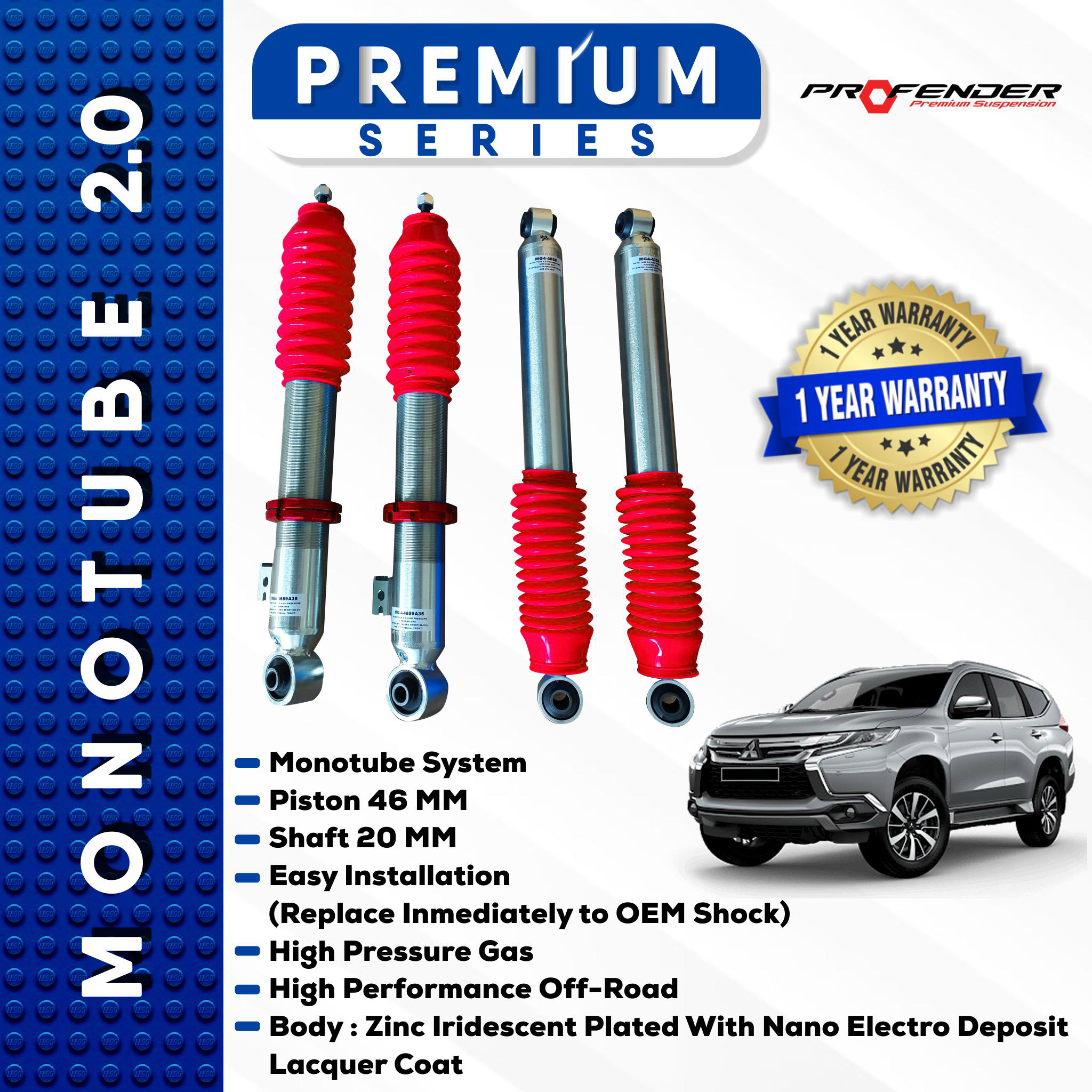 PROFENDER PREMIUM SERIES Monotube 2.0 MITSUBISHI PAJERO 16+