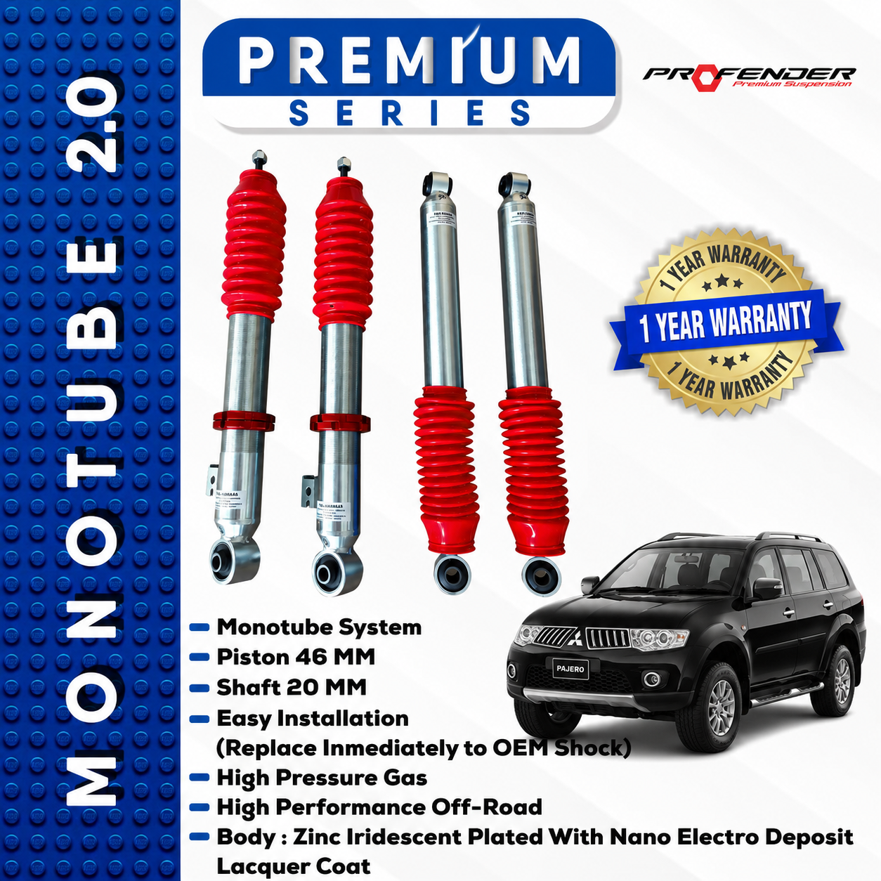 PROFENDER PREMIUM SERIES Monotube 2.0 MITSUBISHI PAJERO 08+
