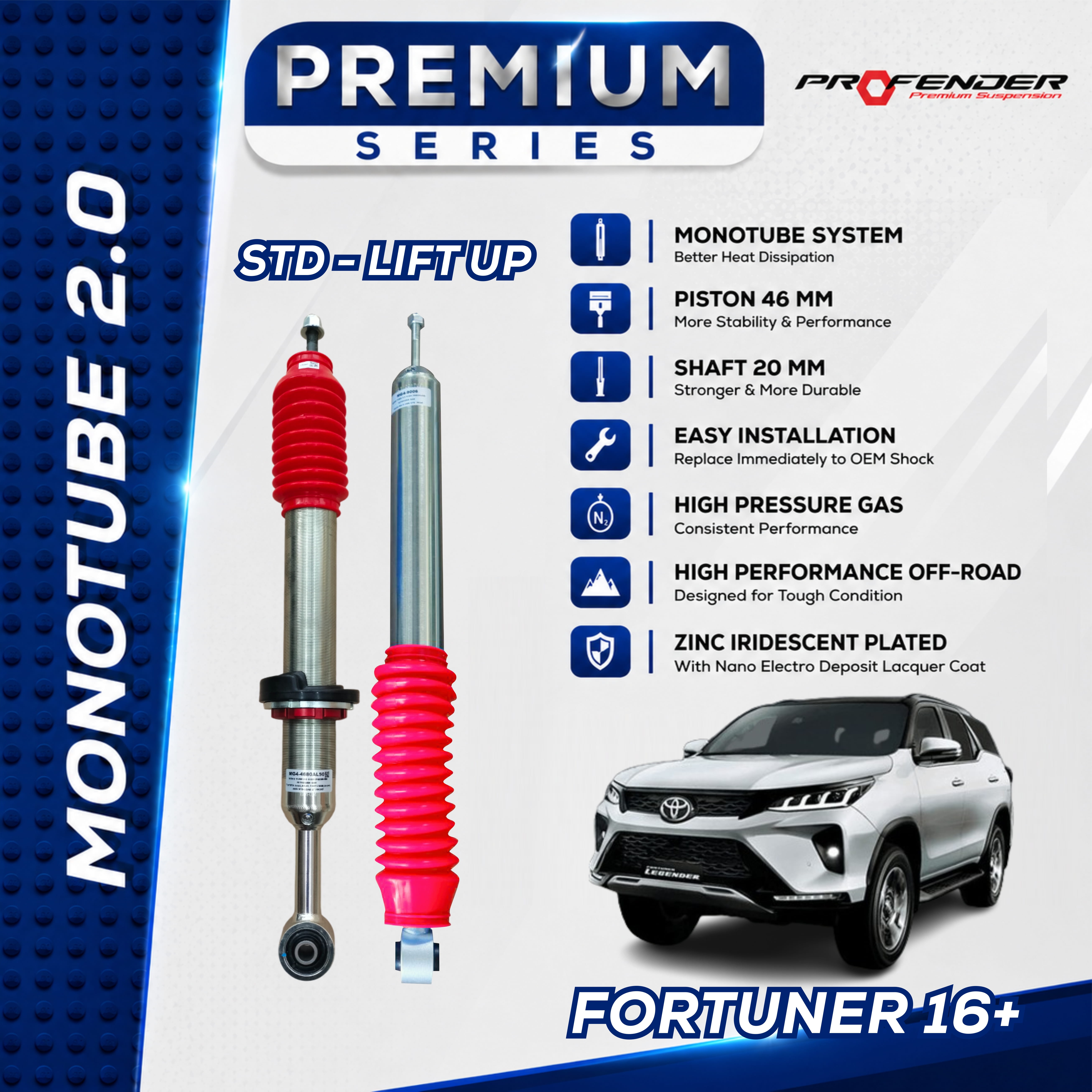 PROFENDER PREMIUM SERIES Monotube 2.0 TOYOTA FORTUNER 16+