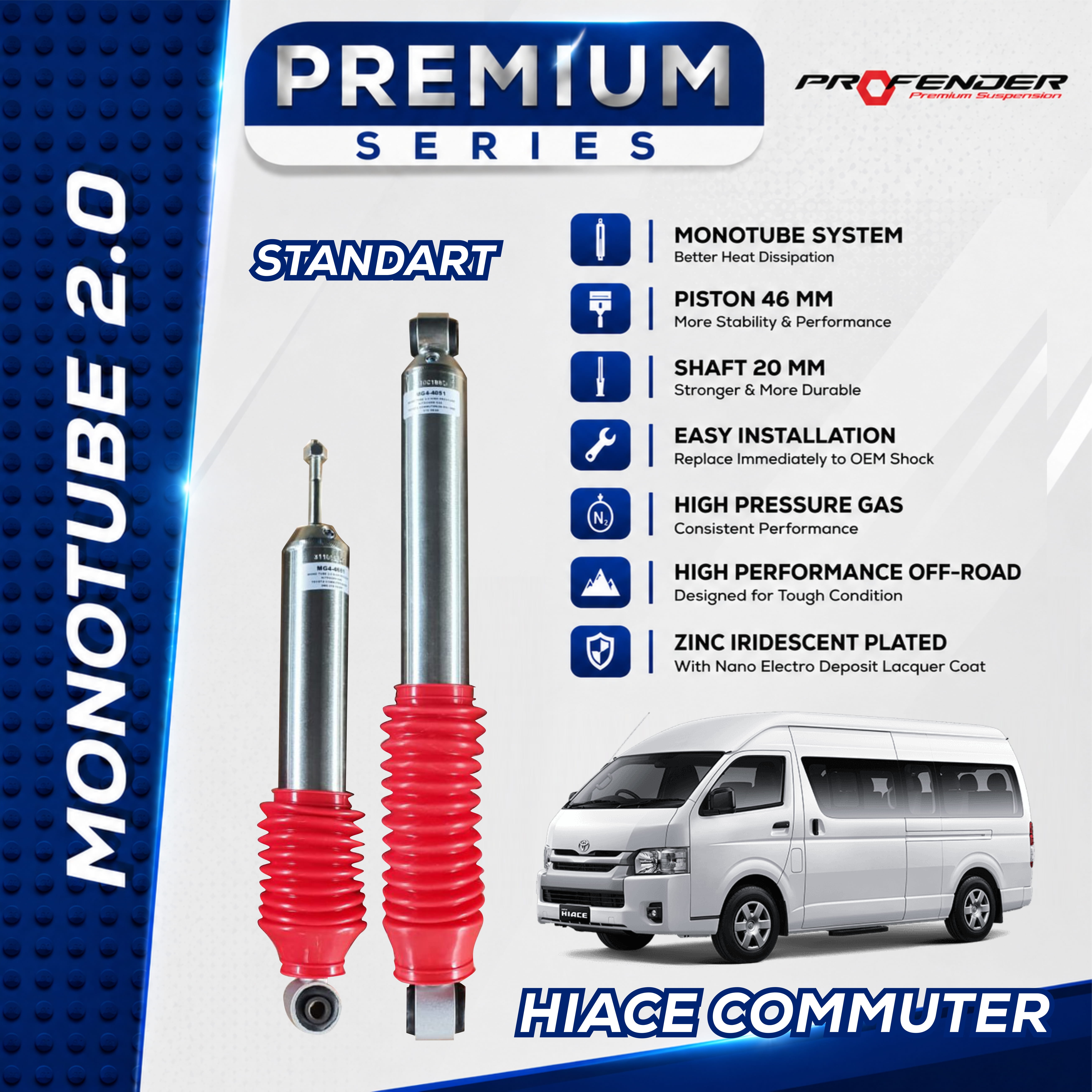 PROFENDER PREMIUM SERIES Monotube 2.0 TOYOTA HIACE COMMUTER