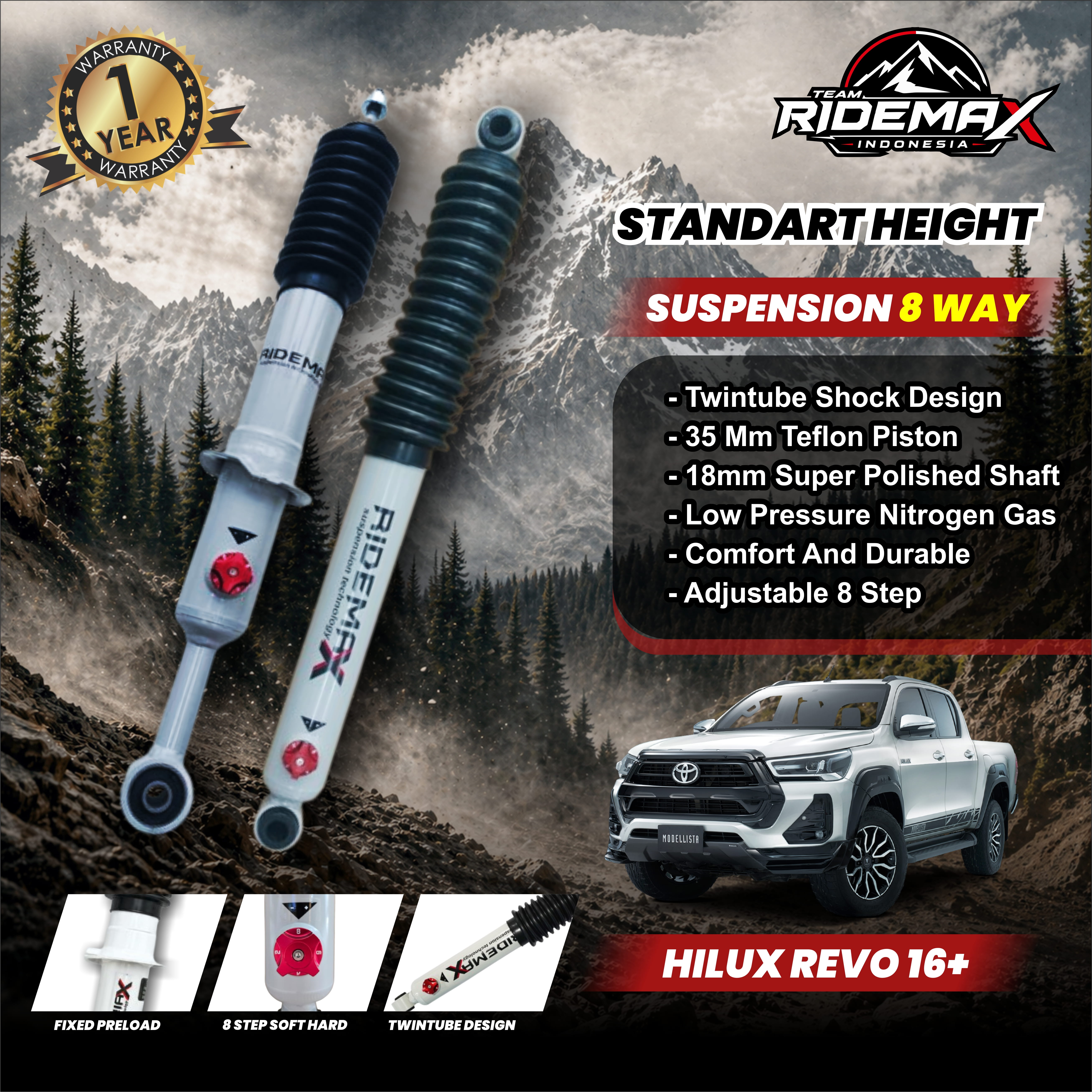 PROFENDER RIDEMAX 8 STEP TOYOTA HILUX REVO 16+