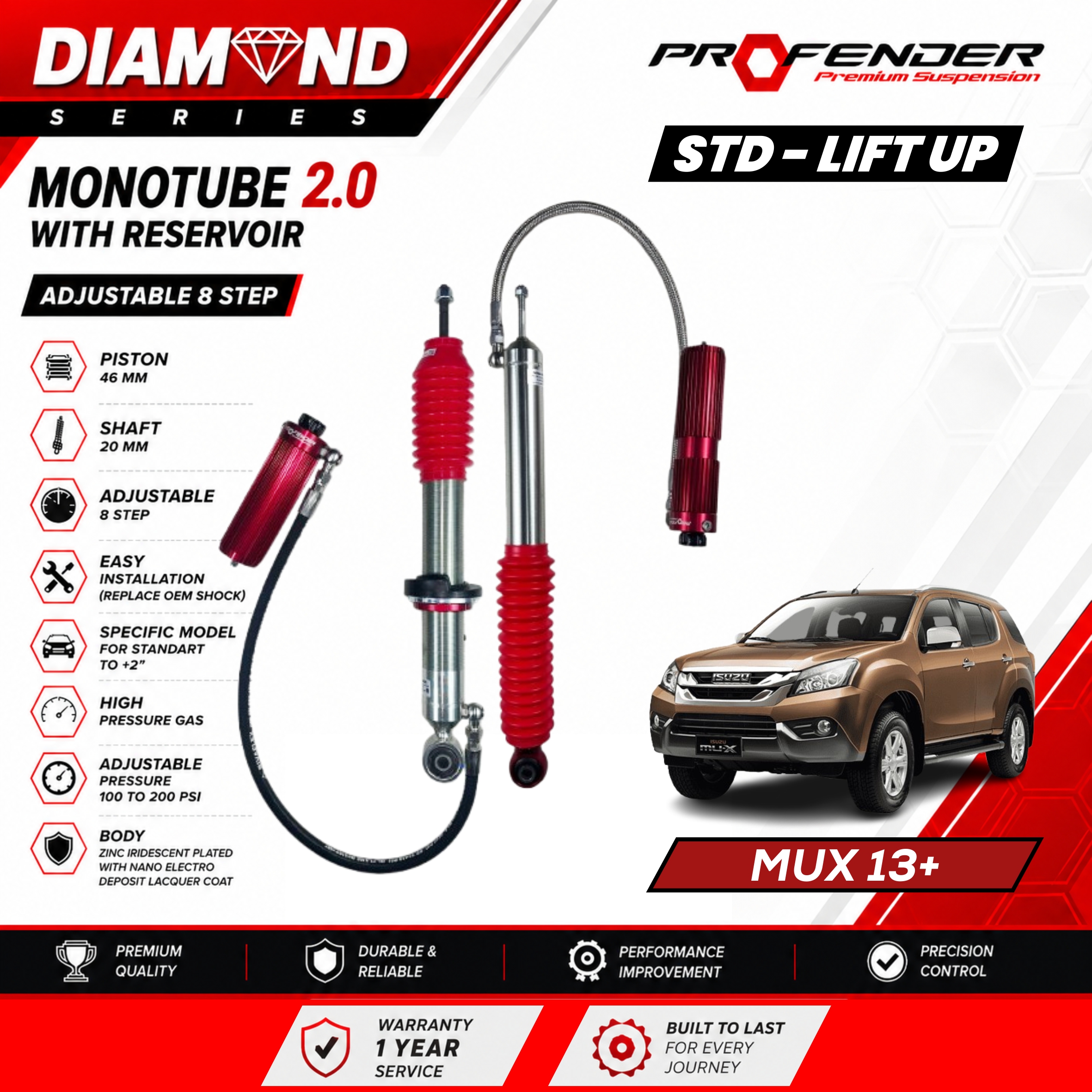 PROFENDER DIAMOND SERIES Monotube 2.0 Resevoir 8 STEP ISUZU MUX