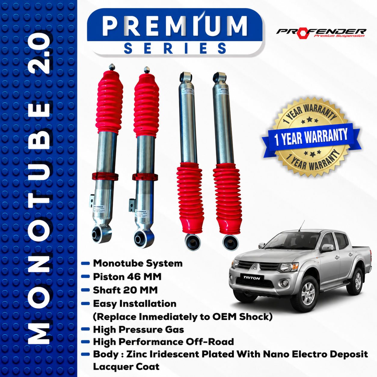 PROFENDER PREMIUM SERIES Monotube 2.0 MITSUBISHI TRITON 06+