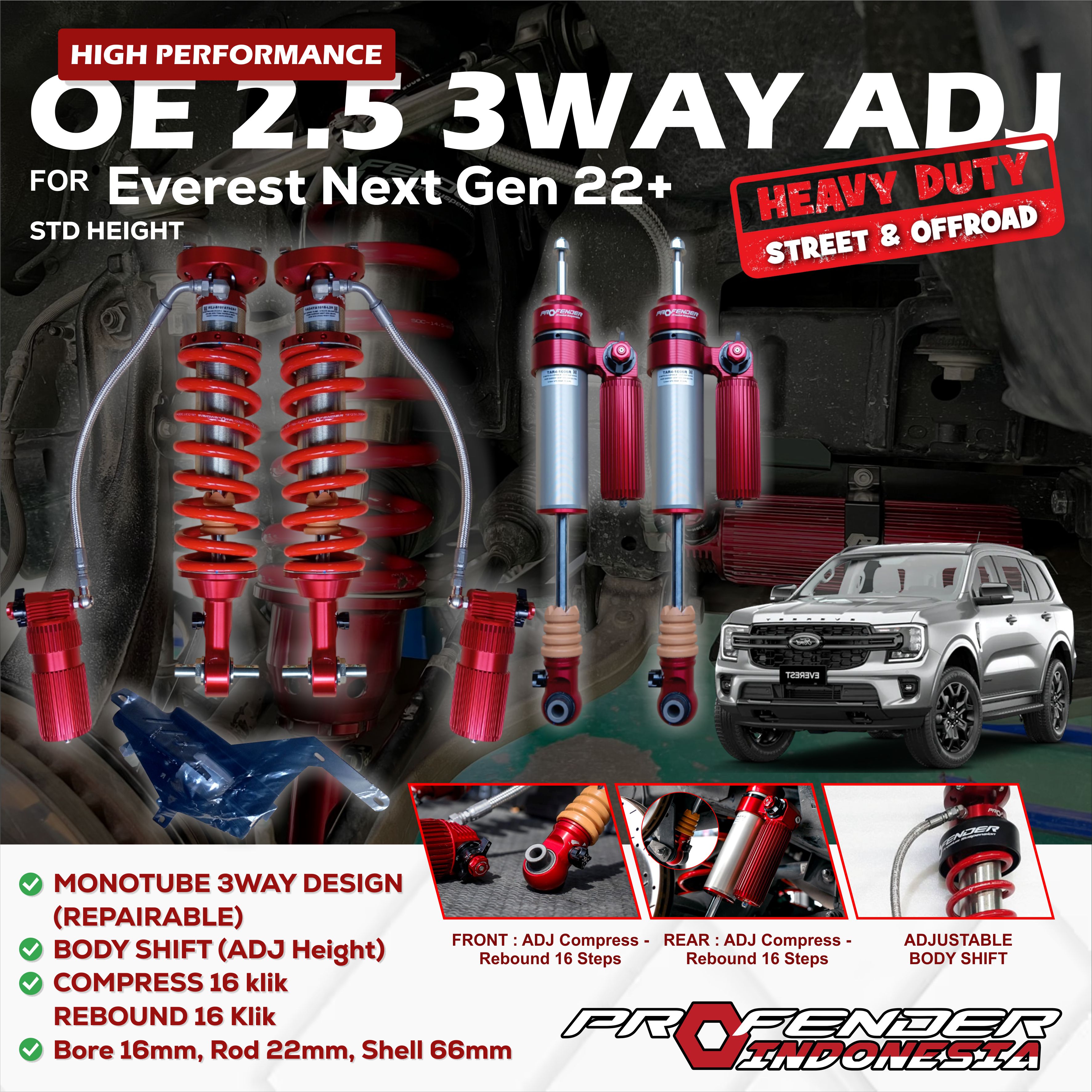 PROFENDER OE SERIES 2.5 – 3 WAY ADJUSTABLE FORD EVEREST 22+