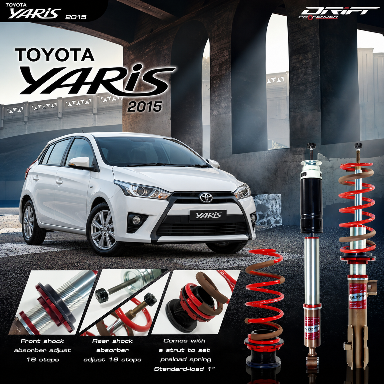 PROFENDER COILOVER DRIFT SERIES TOYOTA YARIS 2014+