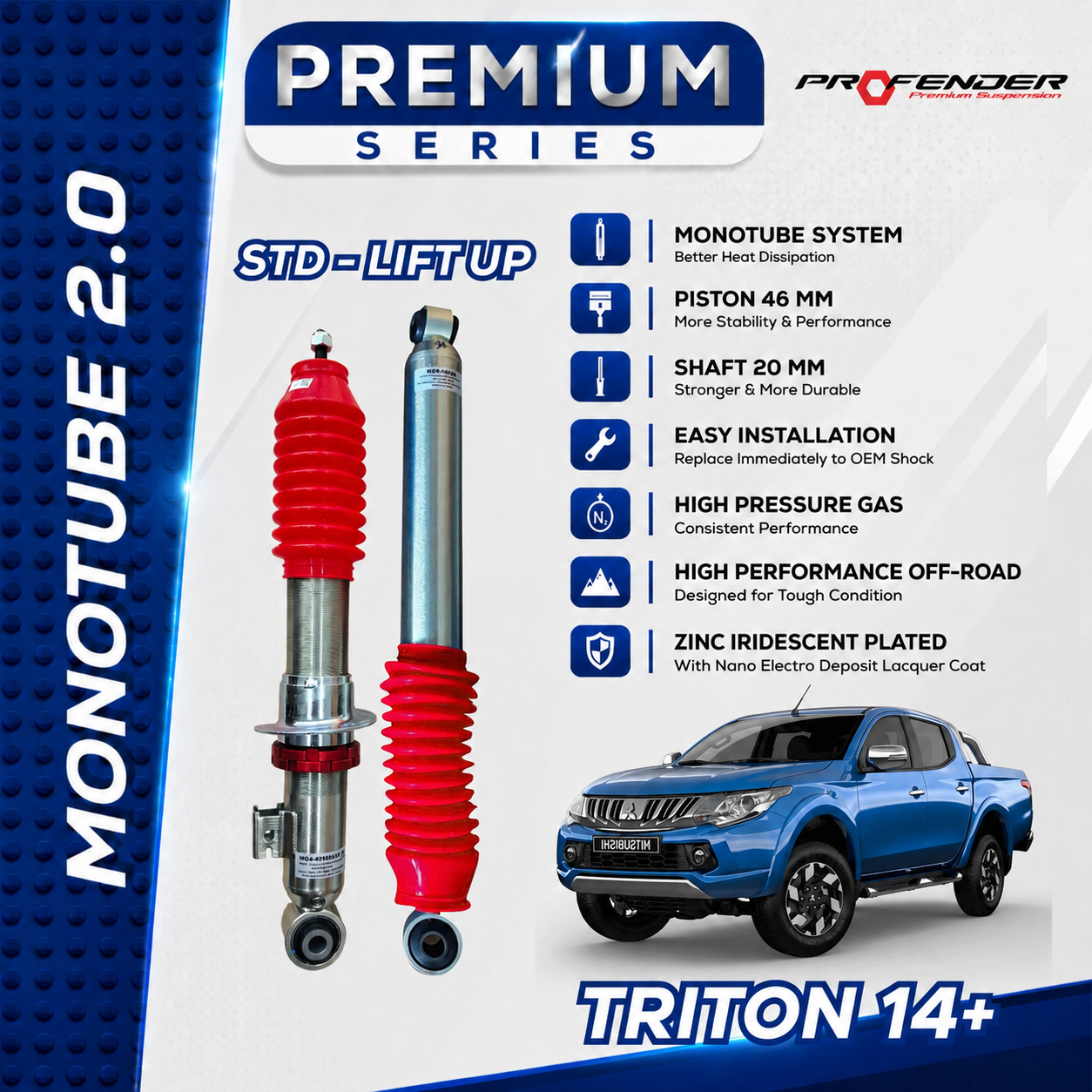 PROFENDER PREMIUM SERIES Monotube 2.0 MITSUBISHI TRITON 14+