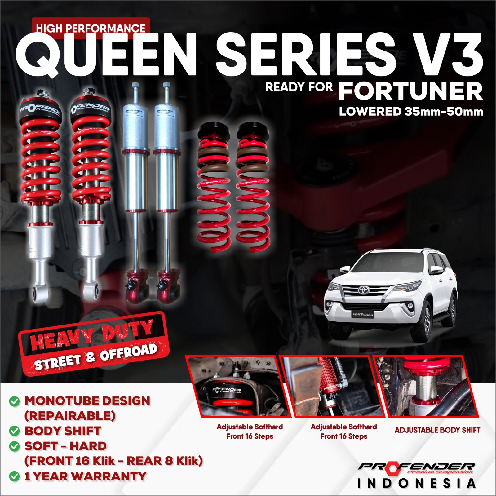 PROFENDER QUEEN SERIES TOYOTA FORTUNER 16+ V3+ LOWERED