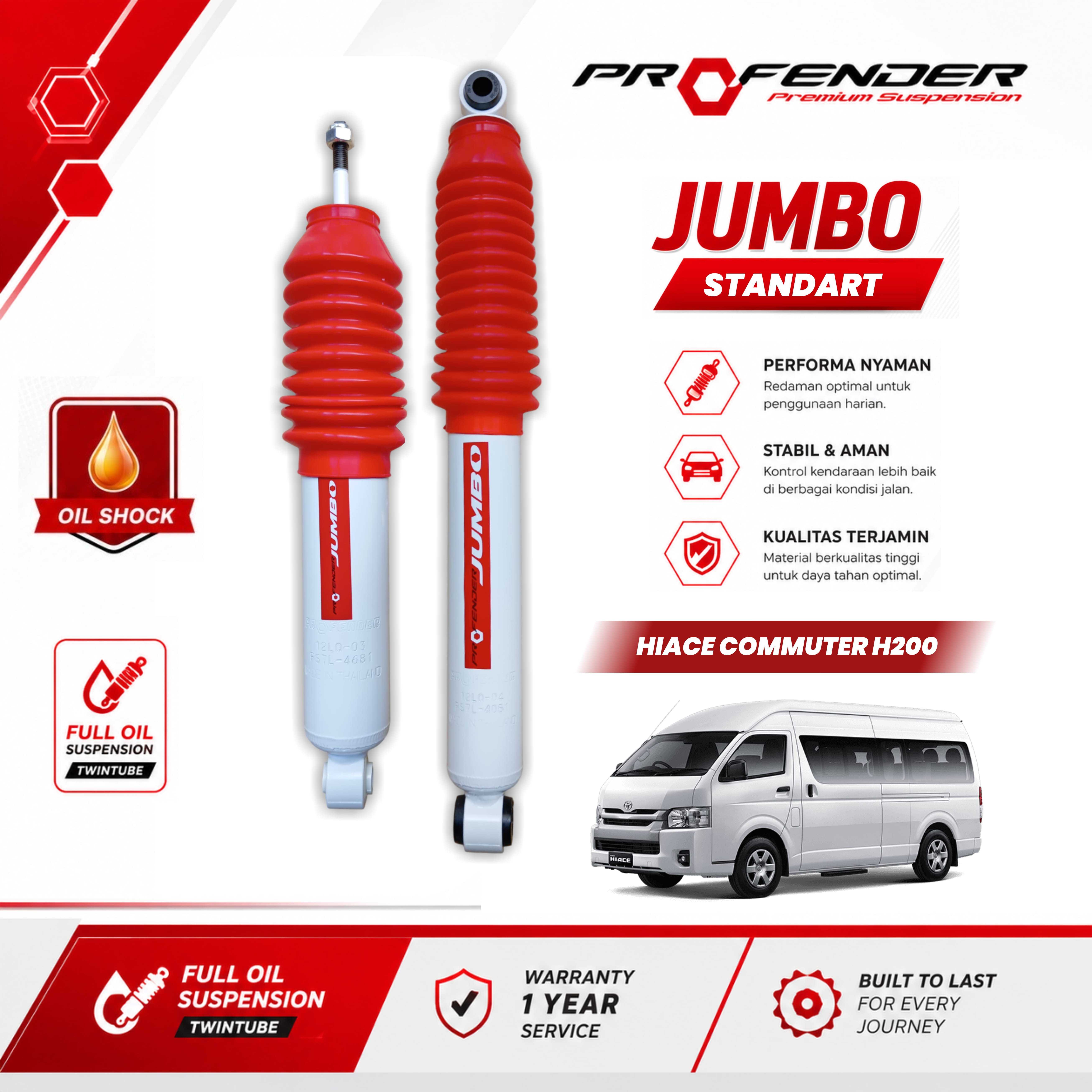 PROFENDER JUMBO OIL SHOCK TOYOTA HIACE COMMUTER