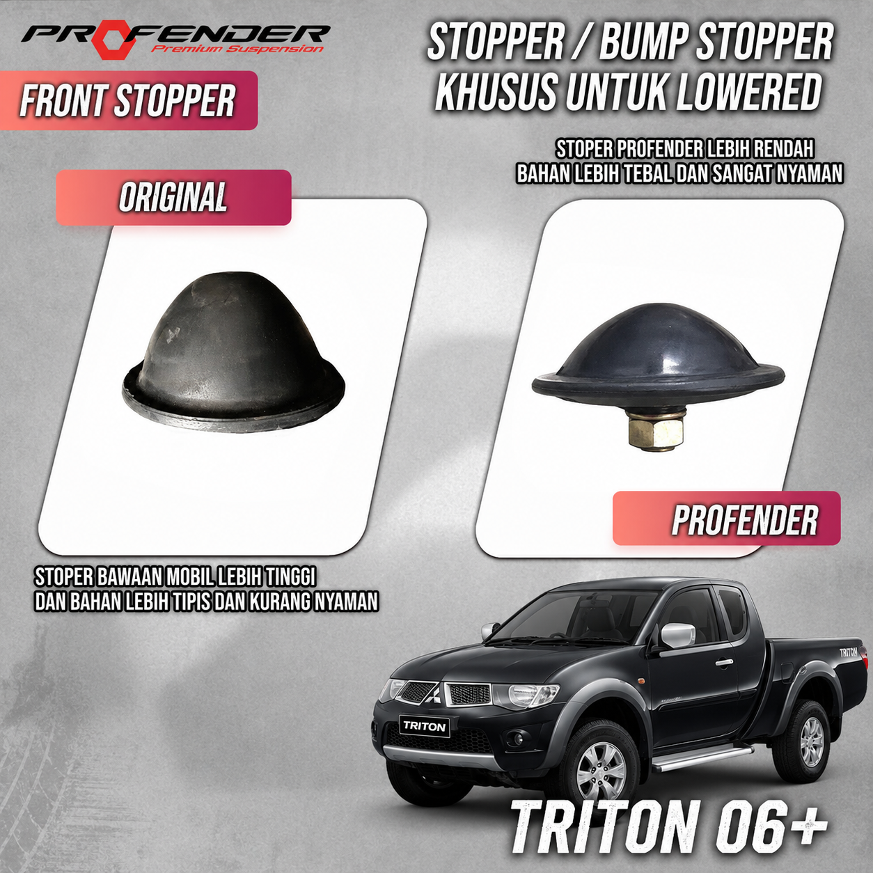 PROFENDER RUBBER  BUMP STOP STOPPER LOWERED MITSUBISHI TRITON 06+